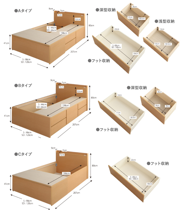 大容量収納ファミリーチェストベッド TRACT トラクト (ベッドフレームのみ / 鍵・ガードなし / A+A / ワイドK200 / ダークブラウン　[No.100025861]) 商品説明画像35