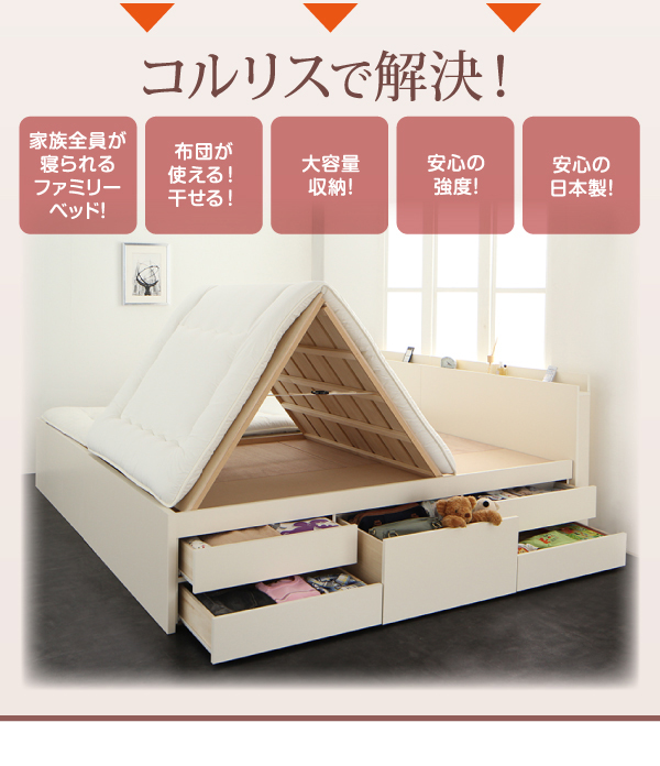 国産大容量収納ファミリーチェストベッド COLRIS コルリス 商品説明画像3