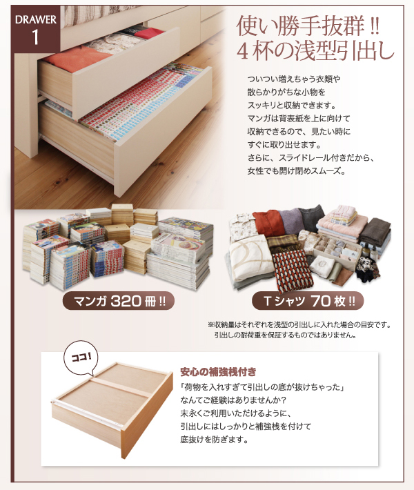 国産大容量収納ファミリーチェストベッド COLRIS コルリス 商品説明画像11