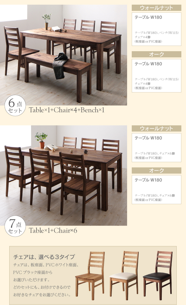 総無垢材ワイドダイニング Cursus クルスス (4点セット(テーブル+チェア2脚+ベンチ1脚) ウォールナット 板座 W160 / ウォールナットブラウン / -　[No.100028772]) 商品説明画像13