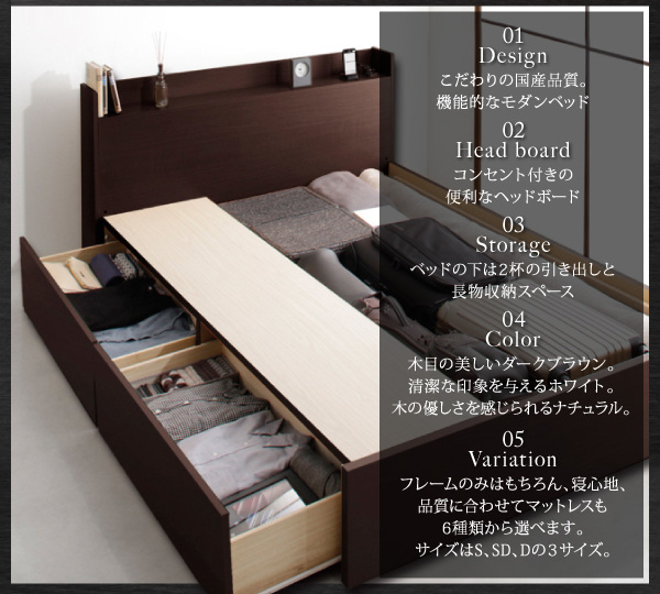 棚・コンセント付き収納ベッド Fleder フレーダー 商品説明画像2