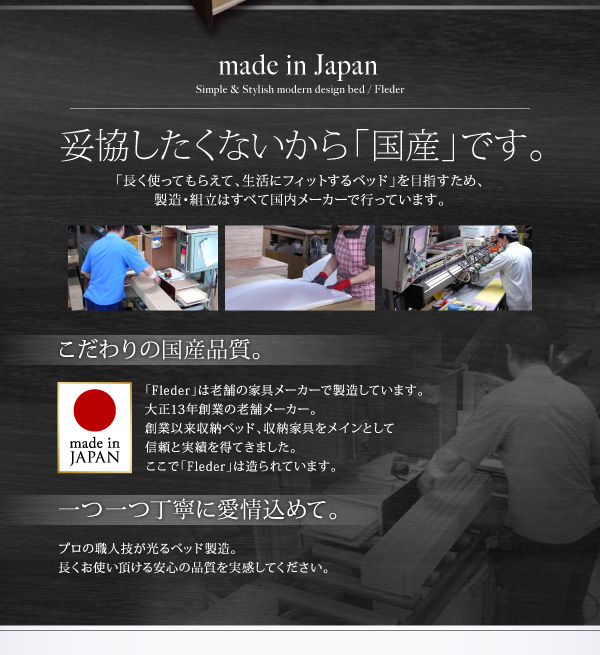 棚・コンセント付き収納ベッド Fleder フレーダー 商品説明画像3