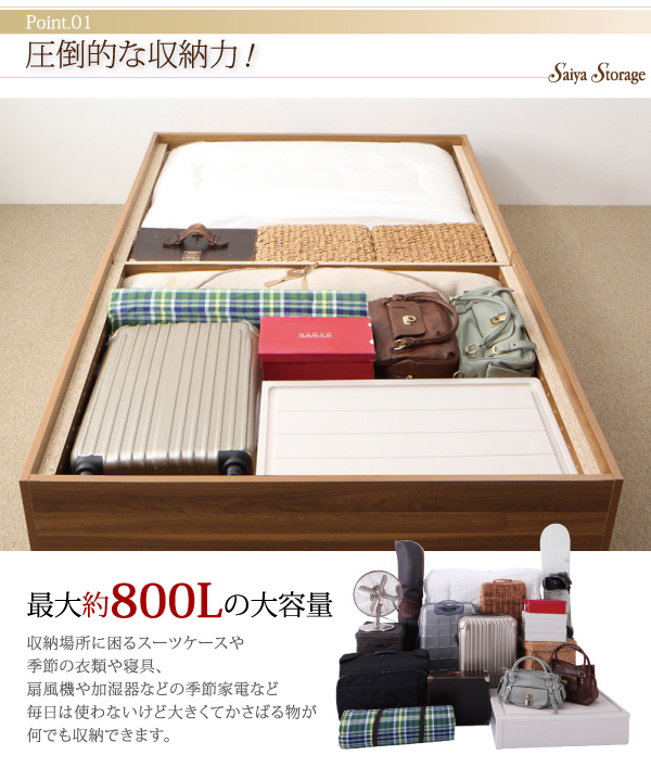 大容量収納庫付きベッド SaiyaStorage サイヤストレージ 商品説明画像3