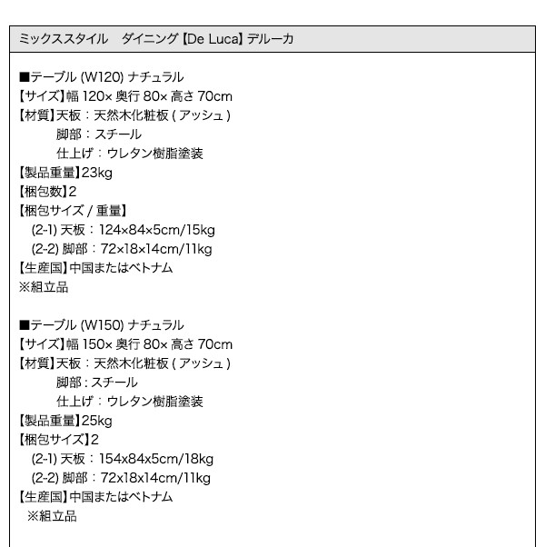 ミックススタイル ダイニング De-Luca デルーカ 商品説明画像17