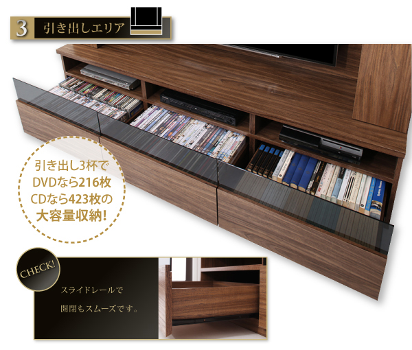 壁掛け機能付きハイタイプTVボード Dewey デューイ 商品説明画像8