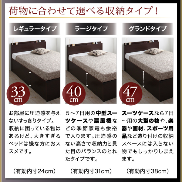 国産頑丈大容量跳ね上げ収納ベッド BERG ベルグ 商品説明画像6