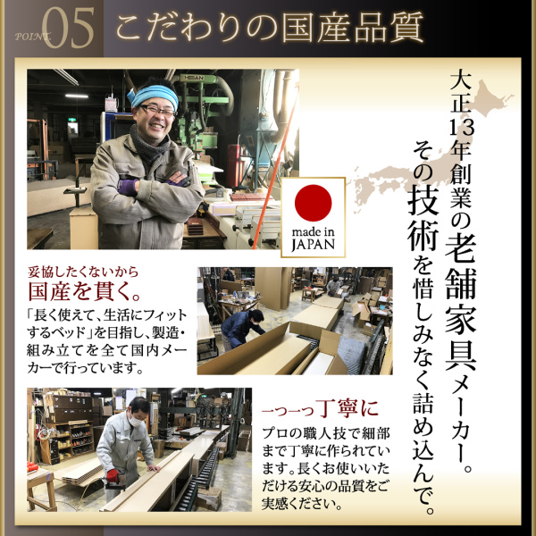 国産頑丈大容量跳ね上げ収納ベッド BERG ベルグ 商品説明画像11