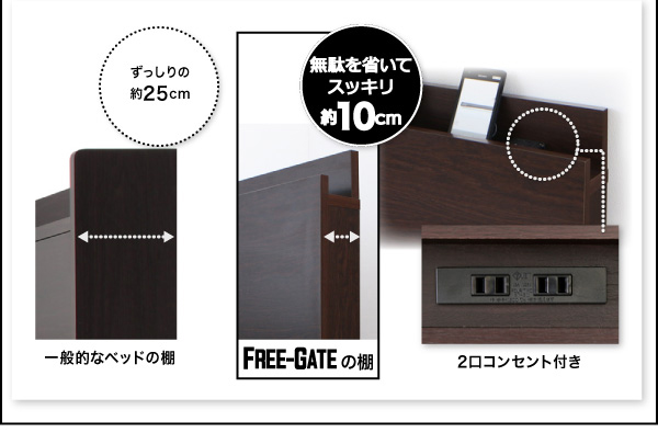 棚コンセント跳ね上げベッド Free-Gate フリーゲート 商品説明画像15