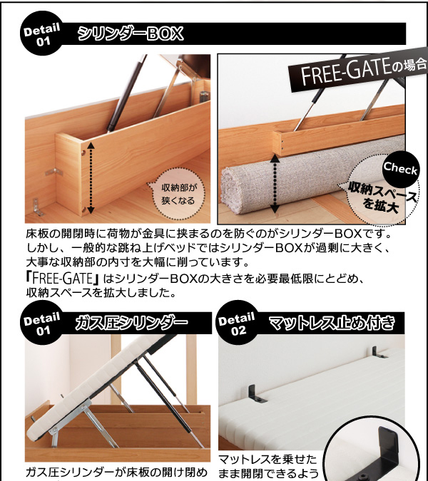 棚コンセント跳ね上げベッド Free-Gate フリーゲート 商品説明画像18