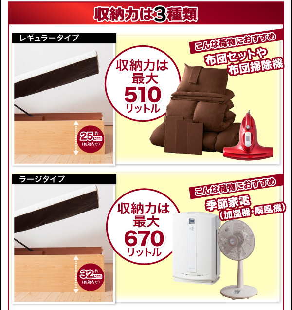 ガス圧跳ね上げ収納ベッド Mysel マイセル 商品説明画像12