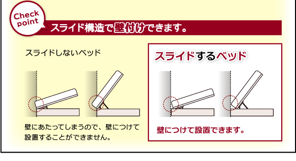 ガス圧跳ね上げ収納ベッド Mysel マイセル 商品説明画像15