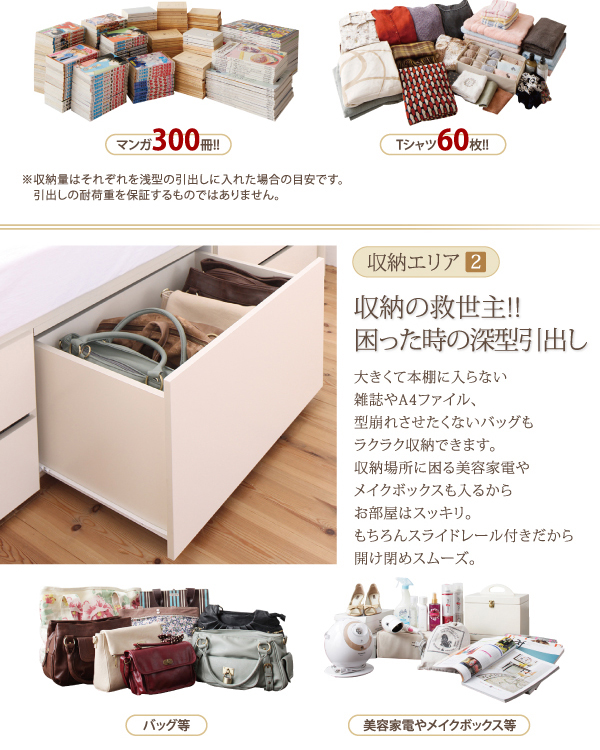棚・コンセント付き_大容量チェストベッド VoLumen ボルメン 商品説明画像4