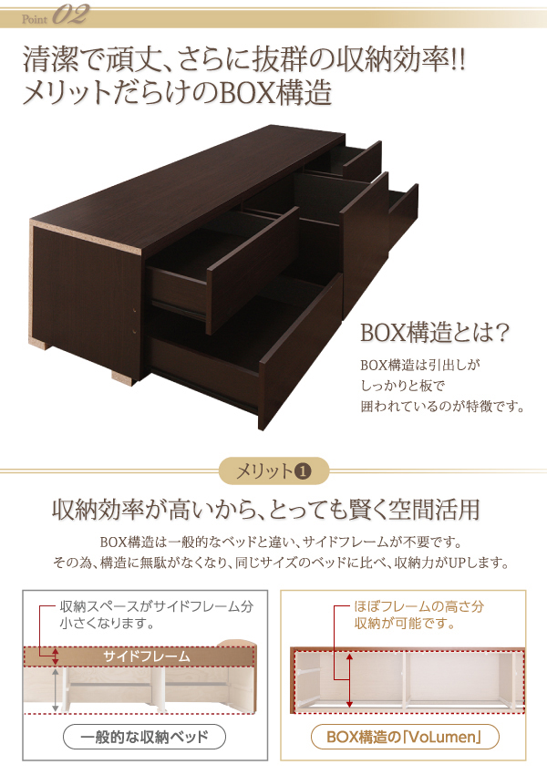 棚・コンセント付き_大容量チェストベッド VoLumen ボルメン 商品説明画像7