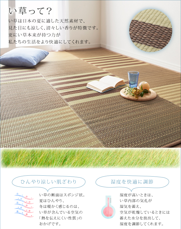 小さくたためるウレタン入りはっ水い草ラグ patan パタン 商品説明画像3