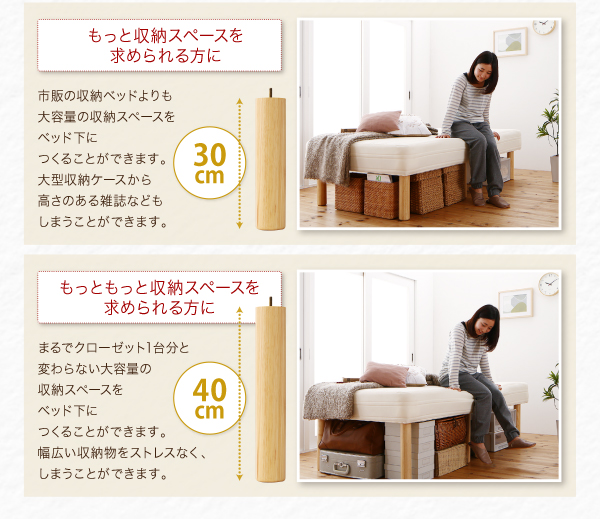 ショート丈分割式脚付きマットレスベッド（国産ポケットコイル） 商品説明画像10