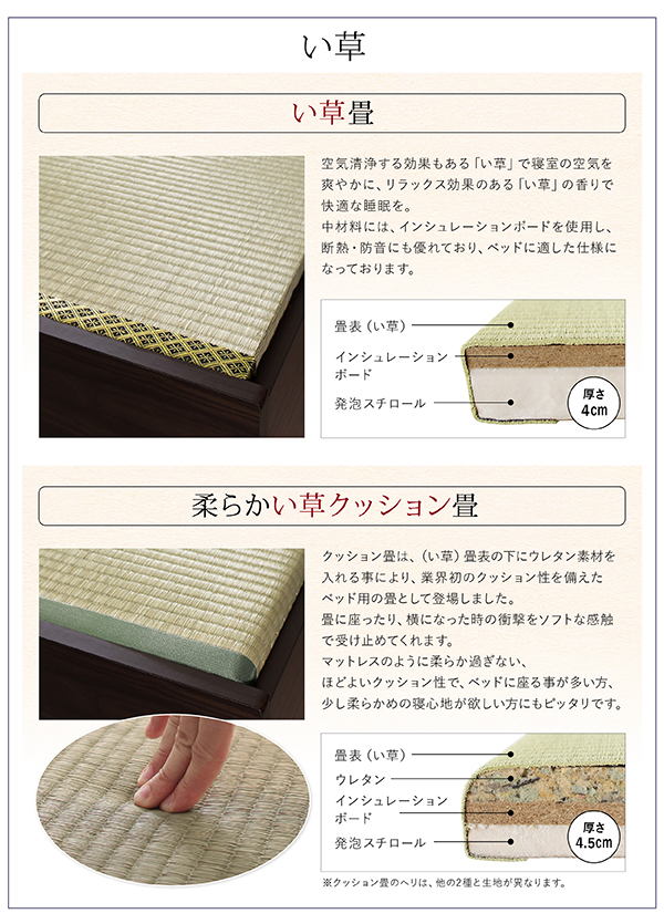 日本製・布団が収納できる大容量収納畳ベッド 悠華 ユハナ 説明画像18