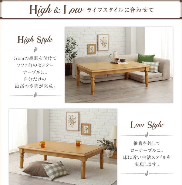 天然木パイン材アンティーク調カントリーデザインこたつ LENINN レニン 商品説明画像8