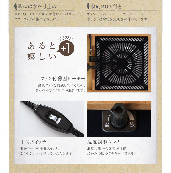天然木パイン材アンティーク調カントリーデザインこたつ LENINN レニン 商品説明画像11