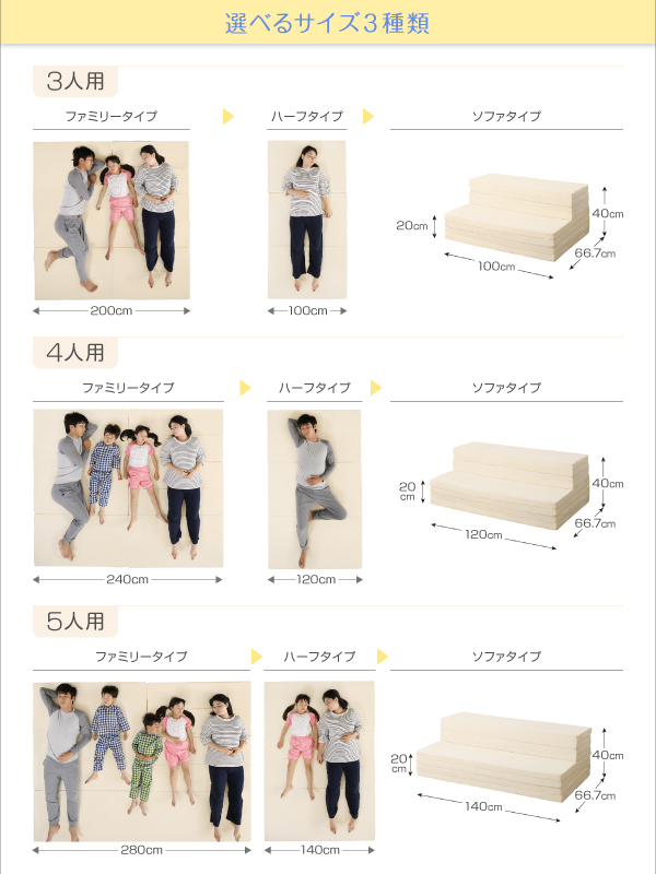 ソファになる・3サイズから選べる家族で寝られるマットレス 商品説明画像13