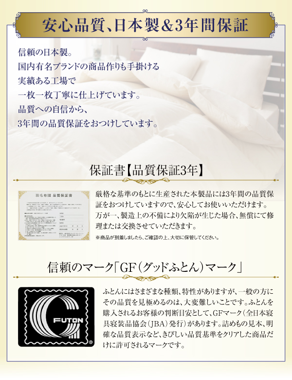 羽毛掛布団 Alice アリーチェ 商品説明画像10