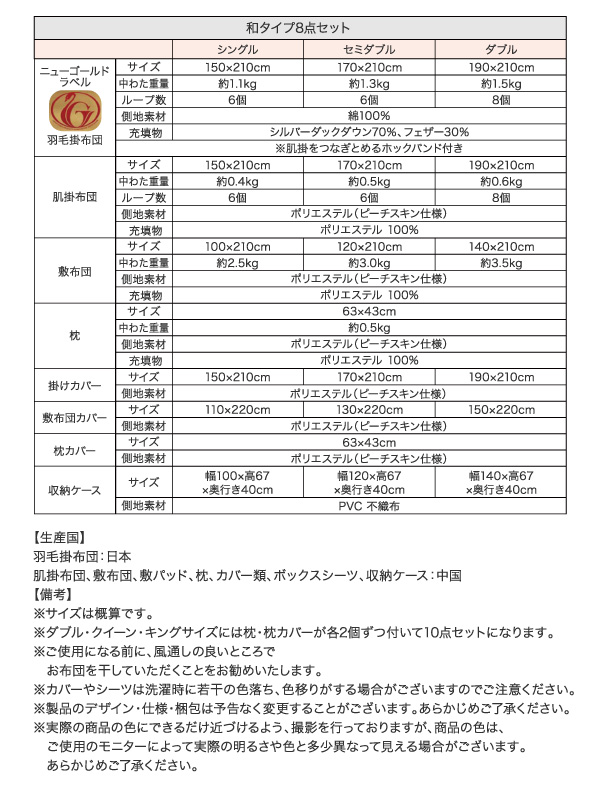 羽毛布団8点セット Alice アリーチェ 商品説明画像26