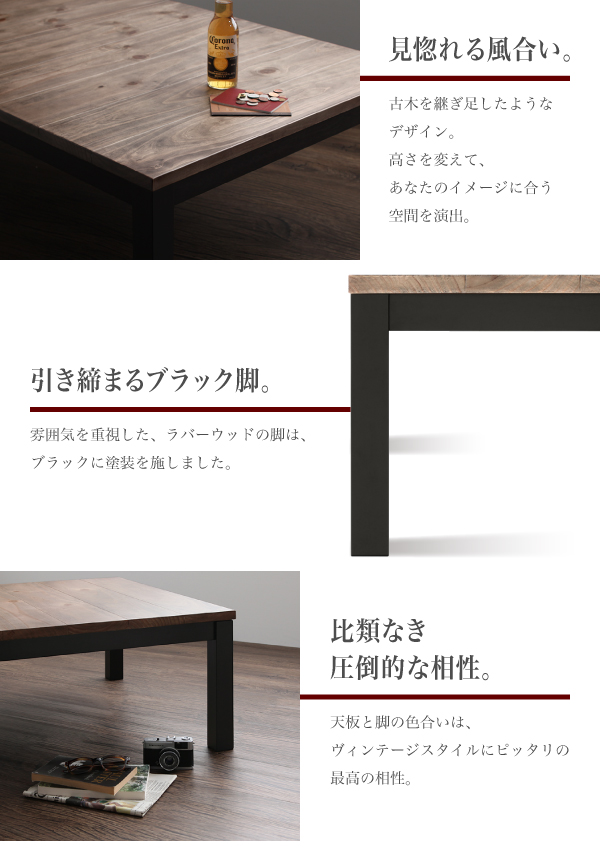 古木風ヴィンテージデザインこたつテーブル Imagiwood イマジウッド 商品説明画像5
