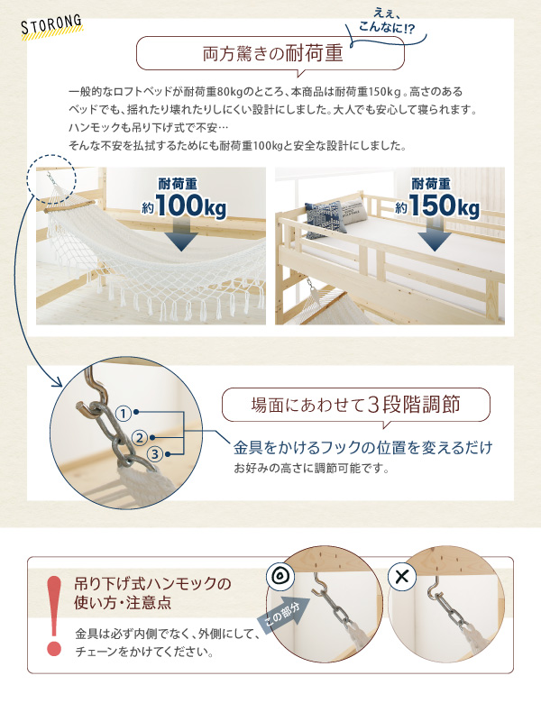 ハンモック付ロフトベッド Hammox ハンモックス 商品説明画像17