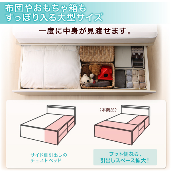 ワイド深型引き出しチェストベッド・棚・コンセント付 Lage ラージュ 商品説明画像5
