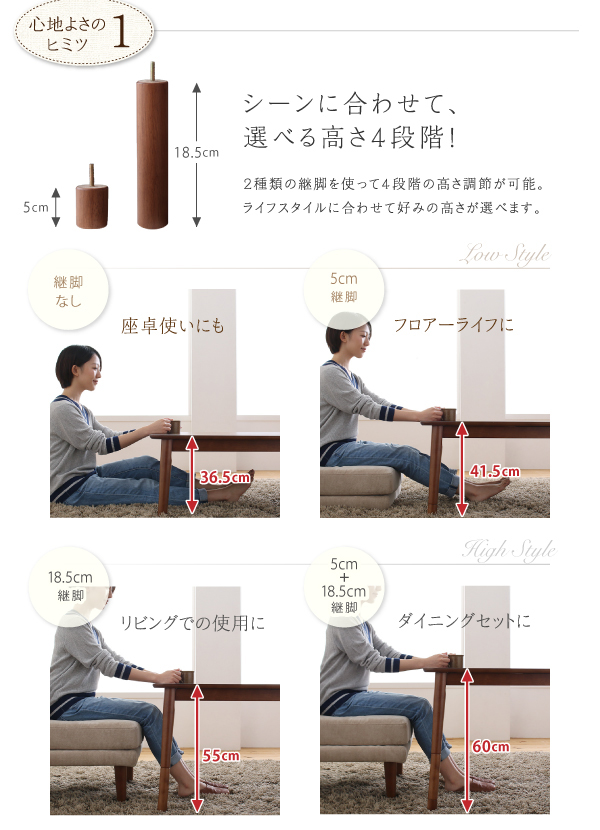 高さ調節できるソファダイニングセット Famoria ファモリア 商品説明画像13