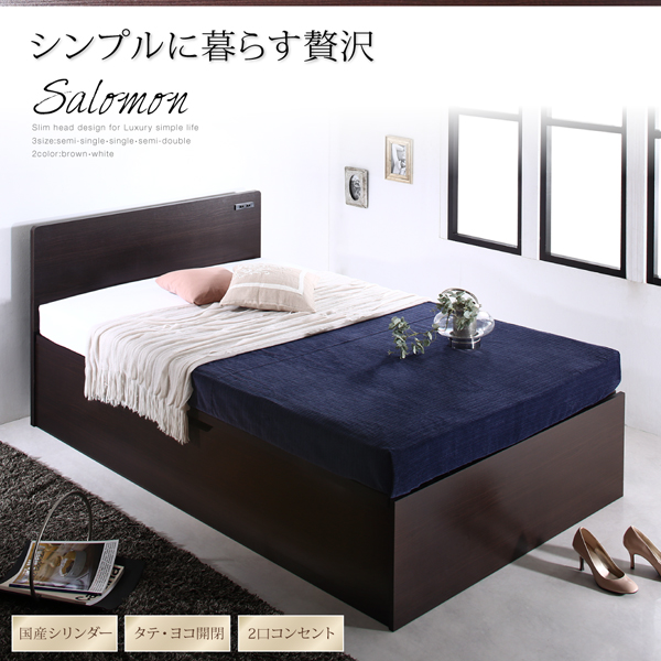 フラットヘッド大容量収納跳ね上げベッド Salomon サロモン 商品説明画像1