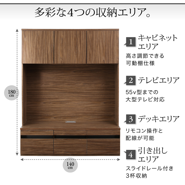 ハイタイプテレビボードシリーズ Glass-line グラスライン テレビボード 商品説明画像4