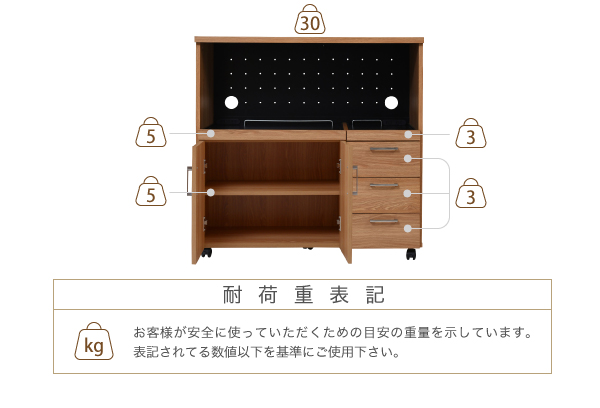 Keittio 幅90 キッチンカウンター（レンジ収納） FAP-0030 (ナチュラル×ブラック　[No.FAP-0030-NABK]) 商品説明画像17