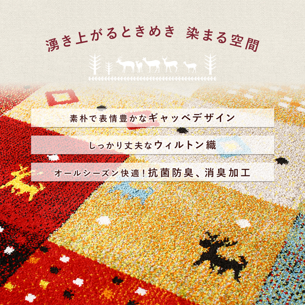 ウィルトン織ギャッベデザインラグ ELISA エリザ 商品説明画像2