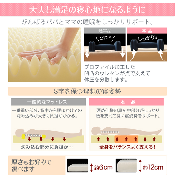 厚さが選べる 寝心地も満足なひろびろファミリーマットレス 商品説明画像6