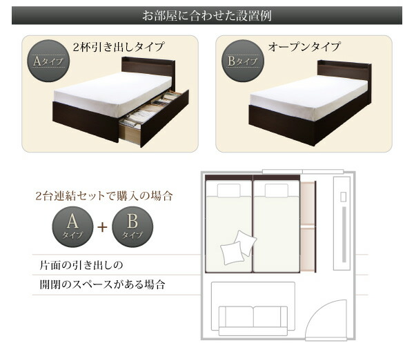 連結・棚・コンセント付すのこ収納ベッド Ernesti エルネスティ すのこ仕様 商品説明画像10