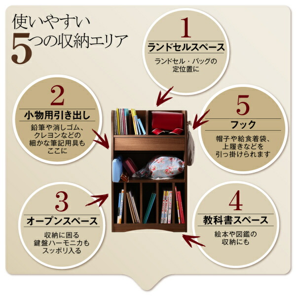リビングカラ－ワイドランドセルラック Estudy エスタディ 商品追加画像6