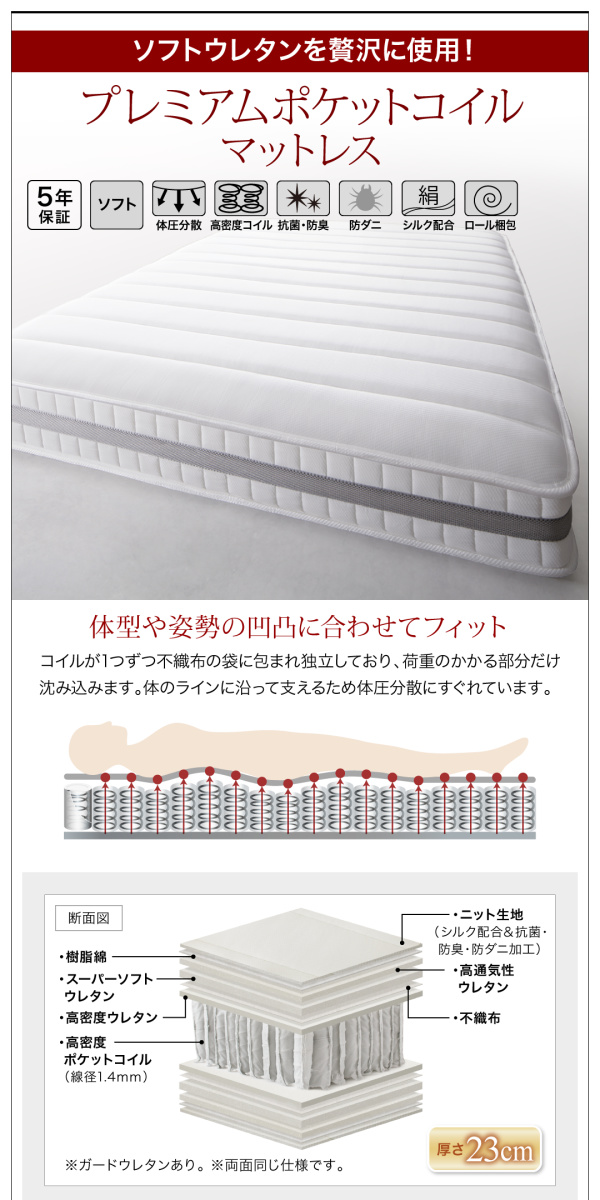 ライト・コンセント付きモダンデザインベッド Vesal ヴェサール 商品説明画像22