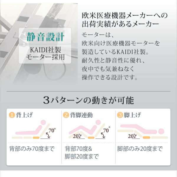 棚・コンセント・ライト付き幅広電動介護ベッド 商品説明画像4