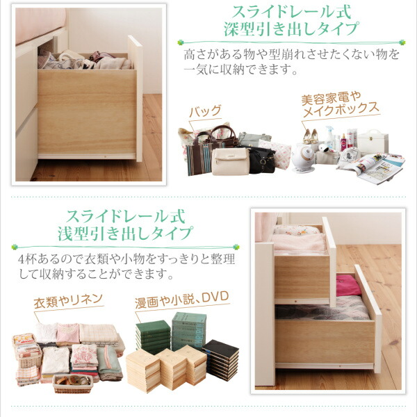 コンセント付き国産コンパクトチェスト収納ベッド Flumen フルーメン 商品説明画像6