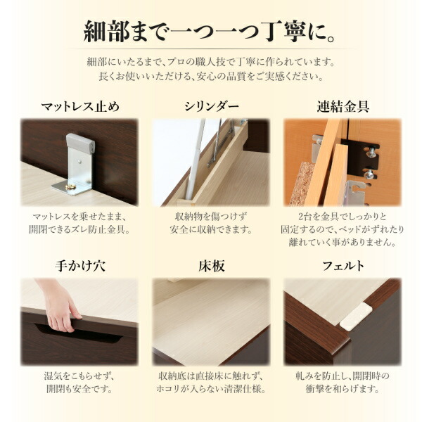 棚・コンセント付大型サイズ跳ね上げ収納ベッド Landelutz ランデルッツ (ベッドフレームのみ / クイーン(SS×2) / ダークブラウン / -　[No.100049977]) 商品説明画像10