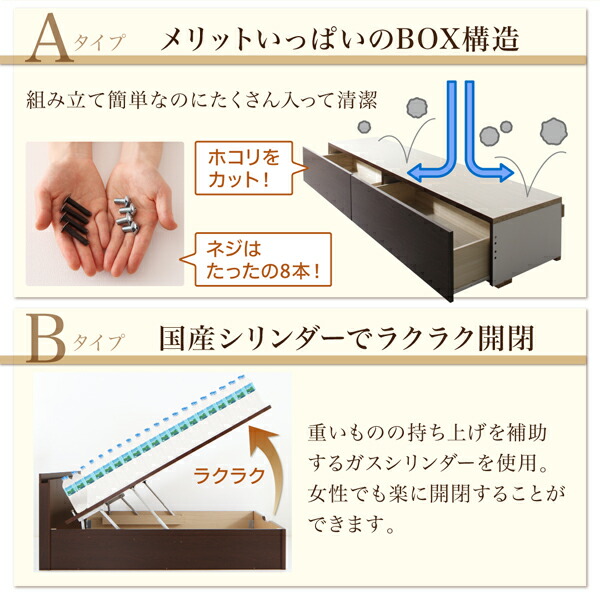 棚コンセント付ファミリー収納ベッド Kirchen キルヒェン (ベッドフレームのみ / A+Bタイプ / ワイドK200 / ダークブラウン / -　[No.100050547]) 商品説明画像9