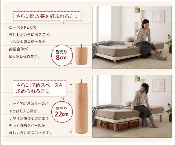 ショート丈脚付きマットレスボトムベッド 商品説明画像11