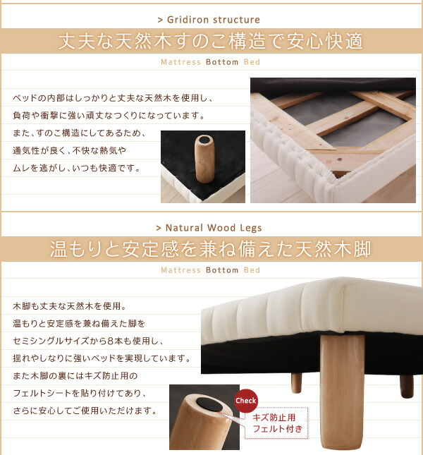 ショート丈脚付きマットレスボトムベッド 商品追加画像10