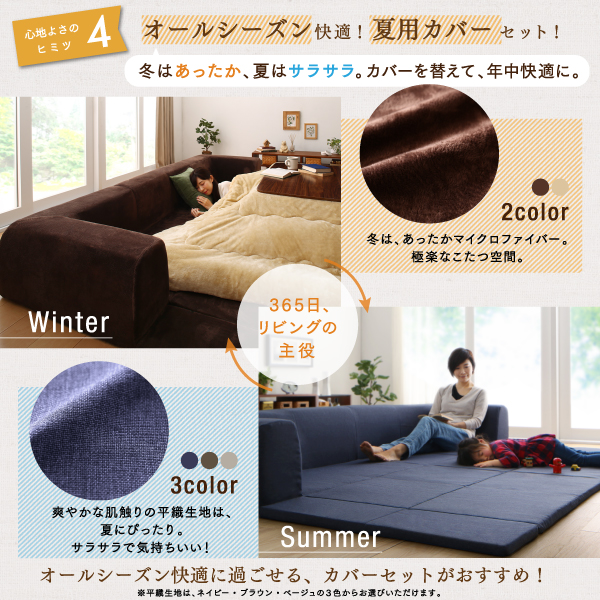 こたつに合わせるマイクロファイバークッションラグ 商品説明画像7
