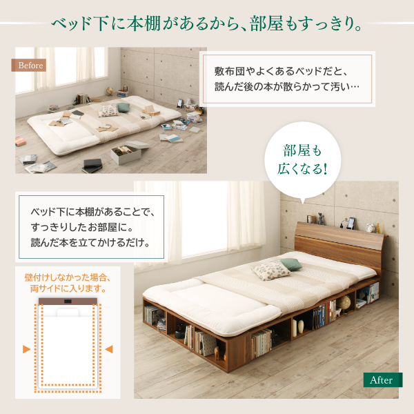 コンセント付引き出し・本棚収納付ベッド 読夢 TOKUMU トクム 商品説明画像4