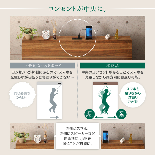 コンセント付引き出し・本棚収納付ベッド 読夢 TOKUMU トクム 商品説明画像9