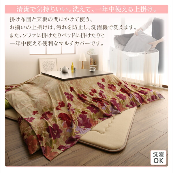 マイクロファイバー水彩タッチ花柄デザインこたつ布団 Amabel アマベル 商品追加画像11