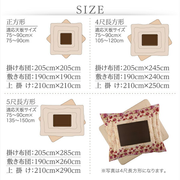 マイクロファイバー水彩タッチ花柄デザインこたつ布団 Amabel アマベル 商品追加画像17