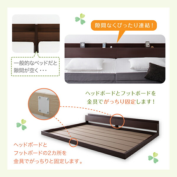 棚・コンセント・ライト付き大型モダンフロア連結ベッド Equale エクアーレ 商品追加画像7