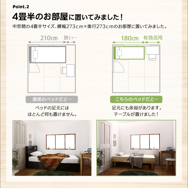 コンパクト天然木すのこベッド minicline ミニクライン 商品説明画像4